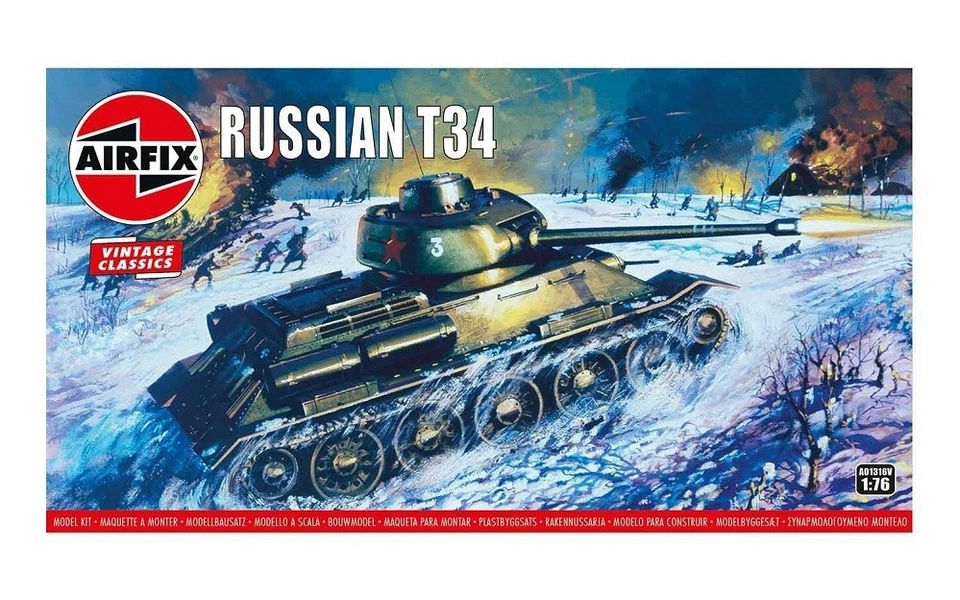 Airfix A01316V - 1/76 Carro Armato Medio Russo T-34 - Vintage Classics - Nuovo - Immagine 1 di 1