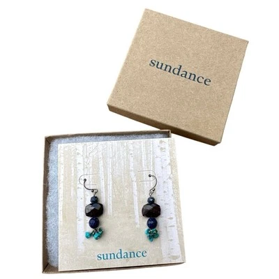 NWT Sundance Catalog Garnet Sapphire Turquoise Lapis “Victory Lapis Earrings” - Image 1 of 2