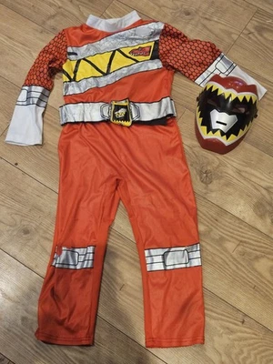 Power Rangers Dino Charge Red Kids Fancy Dress Costume Outfit Age 5-6 years GC - Image 1 of 4