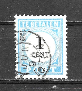 Olanda 1881 Affrancatura dovuta 1 C blu/nero (tipo I, P. 12,5) USATO NE694 - Foto 1 di 2