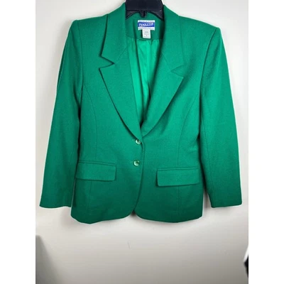 Pendleton Women's Emerald Green 100% Virgin Wool Blazer Button Front Sz 8 - Image 1 of 4