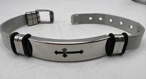 Bracciale Uomo Maglia Braccialetto Croce Acciaio Inox Bracciali Fidanzato - Foto 1 di 10