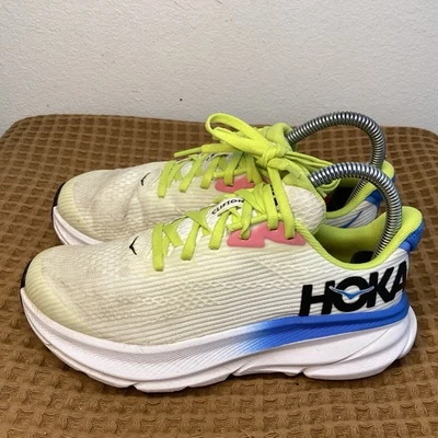 HOKA Clifton 9 Zapatos Juveniles Talla 4 MD Malla Ligera 1131170-BVR Blanco Azul Foto 1 de 4