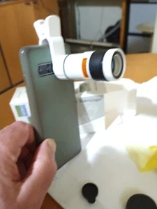 Novità :Teleobiettivo fotocamera smatphone 8 x clip bianco - Zdjęcie 1 z 5