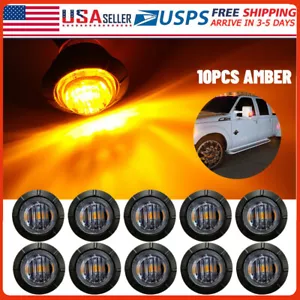 10pcs Amber 3/4" Round LED Clearance Light Side Marker Indicators Smoke Len 12V - Picture 1 of 12