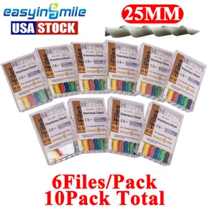 10x Dental Endodontic H-Files Hand Use File Stainless Steel Reamer #15-40 25mm - Picture 1 of 12
