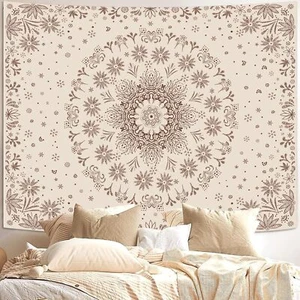 Boho Floral Mandala Tapestry Wall Hanging Bohemian Flower Medallion Tapestry Aes - Picture 1 of 7