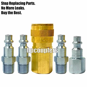 5pc Heavy Duty Air Hose Fittings 1/4 Universal Quick Couplers and Plug Set - Picture 1 of 1