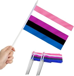 Anley Genderfluid Mini Flag 12 Pack - Hand Held Genderfluid Rainbow LGBT Flags - Picture 1 of 7