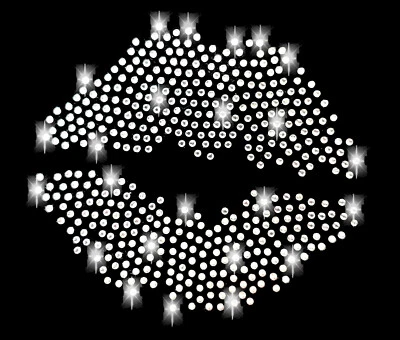 Strass Kuss 9cm Lippen kiss Bügelbild Applikation Liebe lips silber klar hot fix - Bild 1 von 3