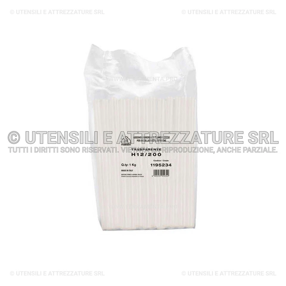 STICK BASTONCINI RICAMBI COLLA A CALDO 12x200mm 1 Kg TRASPARENTE PISTOLA - Immagine 1 di 1