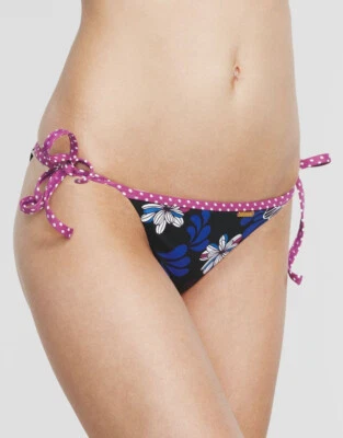 Sunseeker DAMEN-BIKINIBRIEF SCHWARZ GEBLÜMT SEITLICH ZUM BINDEN Tango UK 14 & UK 16 NEU - Bild 1 von 4