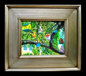 Love Bird Houses Original Oil Painting from Kensington, Maryland - Picture 1 of 3