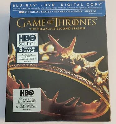 Game of Thrones The Complete Second Season *NEW SEALED (Blu-ray & DVD Set)* HBO  - Image 1 of 2