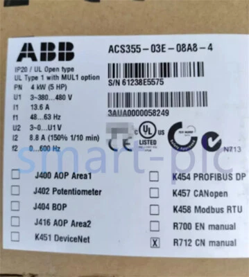 New Original 1PCS ABB Inverter ACS355-03E-08A8-4 ACS355 4KW Expedited Shipping - Image 1 of 4