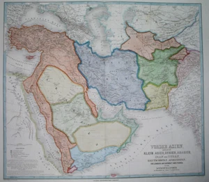 1879 ORIGINAL MAP INDIA ISRAEL OMAN TURKEY PERSIA ARABIA CYPRUS IRAN SIKHS QATAR - Picture 1 of 13