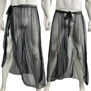 Men Lingerie Skirt Sarong Nightdress Gay Clubwear Party Sheer Bathrobe Wrap - Picture 1 of 13