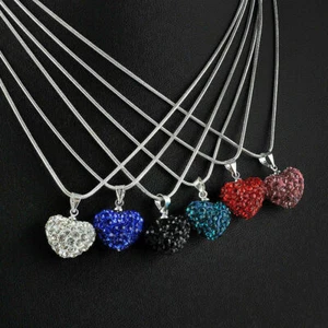 Sexy Women Heart Crystal Rhinestone Necklace Pendant Silver Plated Chain Jewelry - Picture 1 of 24