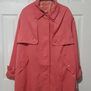 NEW BEAUTY ITALY 13/14 Coral TRENCH COAT Button Front Pockets Lined Soft Juniors - Picture 1 of 8