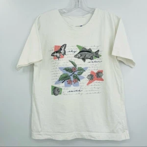 Vintage Oshkosh graphic t shirt butterfly fish outdoor women's size Small - Picture 1 of 8