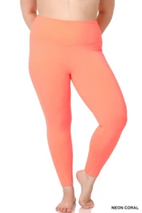 1X 2X 3X Athletic Fabric Wide Waist / Premium Cotton Long Yoga Leggings Pockets - Picture 1 of 96
