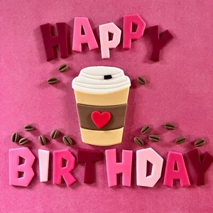 EDIBLe Fondant TAKEAWAY KAFFEE HaPPY BiRTHDay Kuchen ToPPeRS LeTTeRS iCiNG Costa - Bild 1 von 15