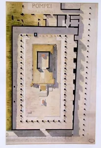 ARCHITECTURE•Pompei•Temple of Venus•Drawing by Chabrol 19x28 Quality Art Litho - Picture 1 of 1
