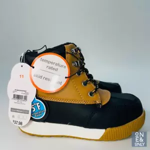 WONDER NATION Ankle Duck Boots Skid Proof Temp Rated Tan Black Toddler Sz 11 NEW - Picture 1 of 11
