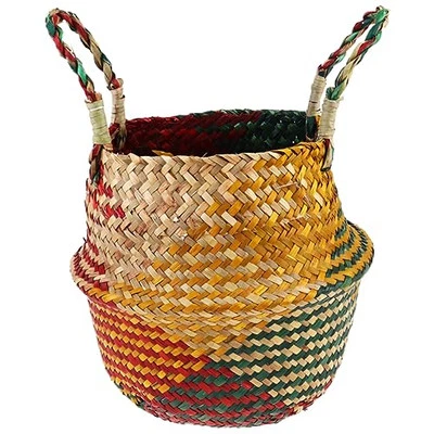 Cesta de almacenamiento para plantas en maceta de paja cesta de lino  Foto 1 de 4