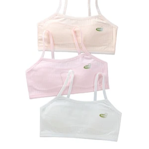 Paquete de 3 sujetadores cortos de algodón para niñas Prendas para el torso Colores mezclados Sujetadores deportivos de regreso a la escuela - Imagen 1 de 14