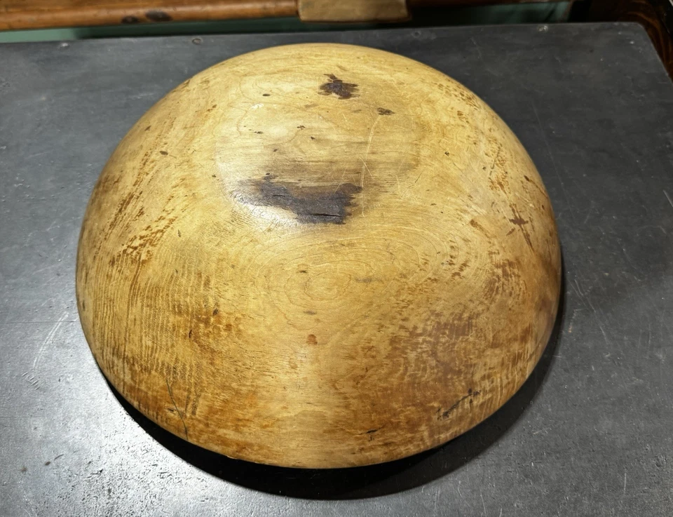 ANTIQUE LARGE 15 INCHES PRIMITIVE WOOD BOWL DOUGH Country Kitchen - Image 1 of 4