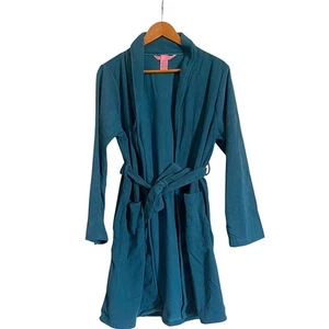 Ms. Maggie Cozy 100% Polyester Fleece Robe Teal Loungewear with Tie Belt S/M - Picture 1 of 6