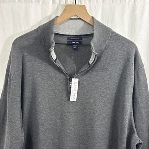 Maglione Lands' End uomo taglia 50-52 XXL alto 1/4 zip cotone grigio scuro nuovo con etichetta - Foto 1 di 13