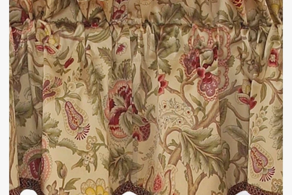 VESTIDO WAVERLY IMPERIAL JACOBEO FLORAL ROJO/PINL/VERDE FESTONEADO 50 X 17 Foto 1 de 1