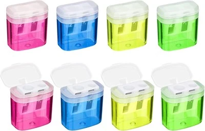 Catelves 8 Stücke 4 Farben Anspitzer mit Behälter, Spitzer mit Dose, Anspitzer m