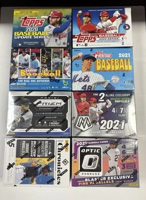 Lote de 8 cajas bláster de béisbol Topps MLB nuevas selladas 453 tarjetas 2020-22 Foto 1 de 4