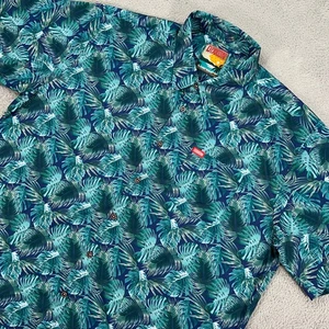 Dixxon Shirt Mens 4XL Blue Teal Floral Button Up The Hilo Party Hawaiian - Picture 1 of 9