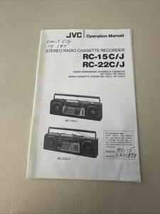 1987 JVC Stereo Cassette Recorder Operation Manual Only RC-15c/j RC-22c/j - Bild 1 von 3