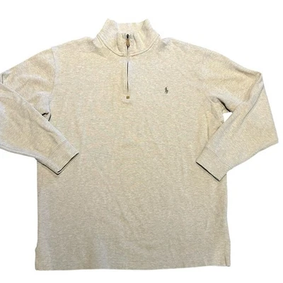 Polo Ralph Lauren Para Hombres Talla XLT Avena Cuarto Cremallera Pullover 100% Algodón Foto 1 de 4