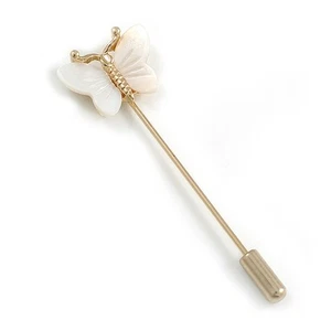 Kleines goldfarbenes Perlmutt Schmetterling Revers, Hut, Anzug, Smoking, Kragen, - Bild 1 von 6