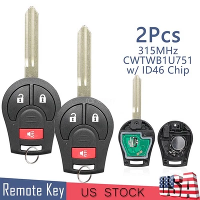 2 Replacement for Nissan Juke Cube 3 Buttons Remote Key Fob 2011 2012 2013 2014 - Image 1 of 4