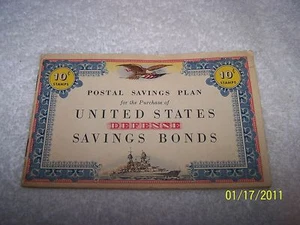 Álbum postal de $5 bonos de ahorro de defensa de Estados Unidos de la Segunda Guerra Mundial Rufus L. Vawter Jr. Coffeyville KS - Imagen 1 de 3