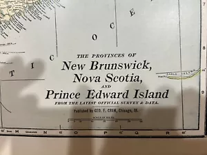 1911 Antique Country Map of New Brunswick Nova Scotia PE Island 15" X 22" - Picture 1 of 2