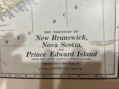 1911 Antique Country Map of New Brunswick Nova Scotia PE Island 15" X 22" Foto 1 de 2