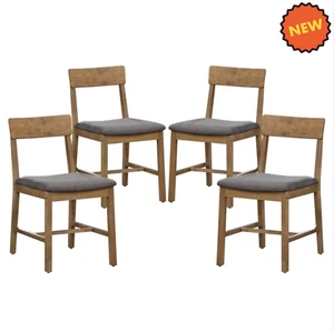 Juego de 4 Sillas Para Mesa de Comedor Asiento Tapizado Gris 4 Pack Dining Chair - Picture 1 of 12