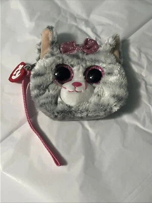 Monedero TY Gear Beanie Boos KIKI Gris Gatito Gato con Brillo Lazo y Ojos Foto 1 de 4
