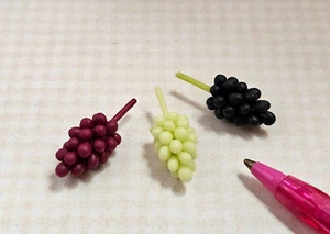 Miniature TS Three Bunches of Grapes (Red, Green, Purple)  7/8" - Dollhouse 1:12 - Picture 1 of 1