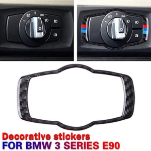 New For BMW 3 series E90 E92 E93 Carbon Fiber Headlight Switch Button Cover Trim - Imagen 1 de 6