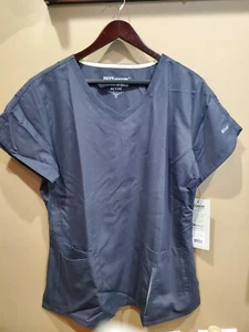 NEW Grey's Anatomy #41423 V-Neck 4-pocket crossover scrub Top-Steel Gray XL - Picture 1 of 4