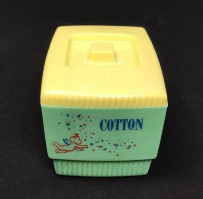 Contenedor de plástico de algodón para guardería Clarolyte años 50 amarillo como nuevo repuesto Foto 1 de 4